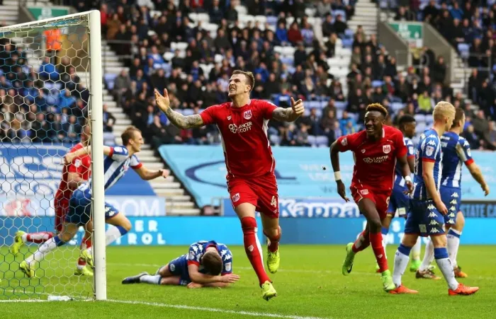 Framed Print : Aden Flint's Euphoric Goal: Bristol City Takes the Lead over Wigan Athletic in Sky Bet Championship (March 11, 2017) Framed Print : Aden Flint's Euphoric Goal: Bristol City Takes the Lead over Wigan Athletic in Sky Bet Championship (March 11, 2017)