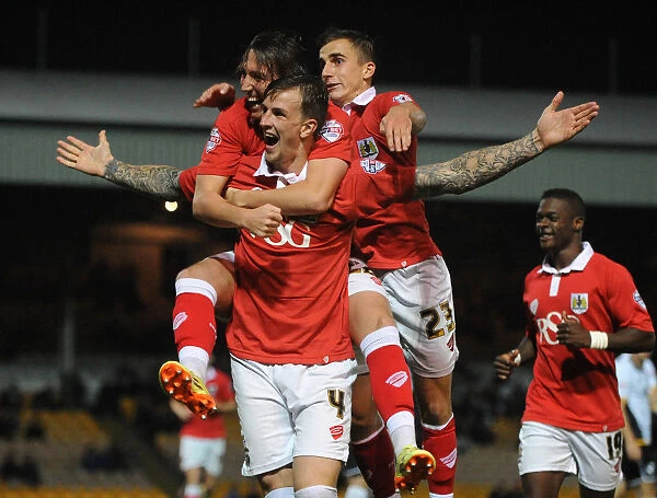 Aden Flint's Exuberant Goal Celebration: Port Vale vs. Bristol City, Sky Bet League One, 2014