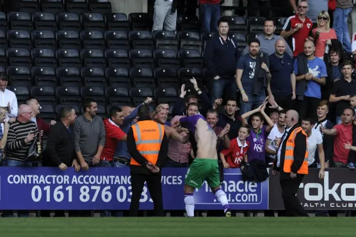 Framed Print : Aden Flint's Generous Gesture: Notts County vs. Bristol City, 2014