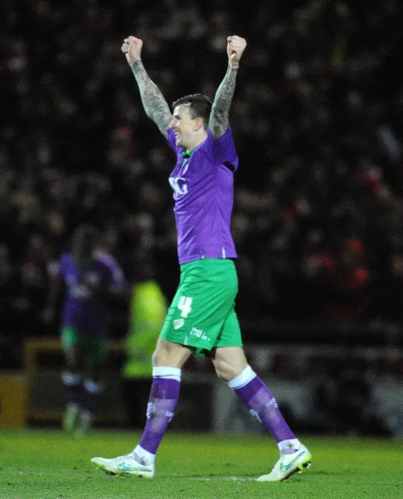 Framed Print : Aden Flint's Goal Celebration: Bristol City's Victory over Yeovil Town, March 10, 2015