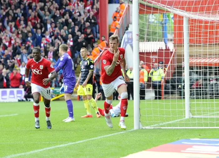 Framed Print : Aden Flint's Hat-Trick: Bristol City's Triumph Over Walsall (03.05.2015) Framed Print : Aden Flint's Hat-Trick: Bristol City's Triumph Over Walsall (03.05.2015)