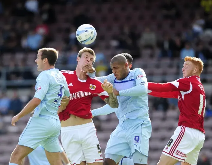 Framed Print : Aden Flint's Header: Coventry vs. Bristol City, Sky Bet League One, 2013