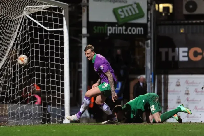 Framed Print : Aden Flint's Thrilling Goal: Bradford City vs. Bristol City (Promotion Battle)