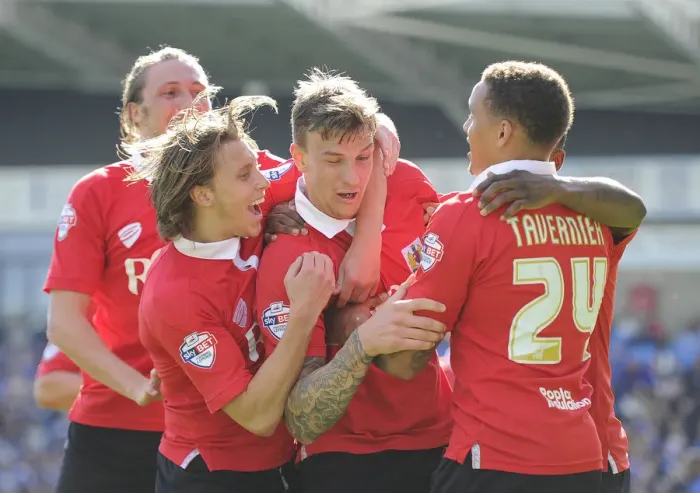 Framed Print : Aden Flint's Thrilling Goal Celebration: Bristol City's Victory in Chesterfield (2015)