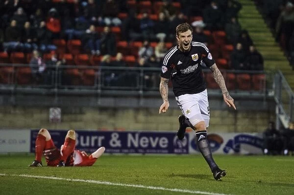 Aden Flint's Triple: Bristol City's Defender Celebrates Goal Number 3 Against Leyton Orient
