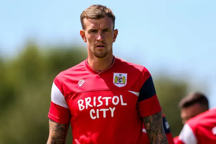 Framed Print : Aden Flint's Watchful Gaze: Guernsey FC vs. Bristol City, 2017