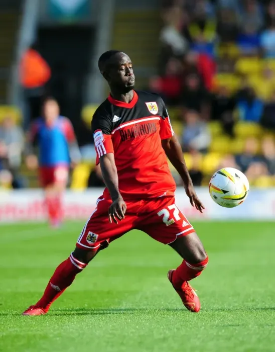 Framed Print : Adomah in Action: Bristol City vs. Watford Championship Clash, September 2012 Framed Print : Adomah in Action: Bristol City vs. Watford Championship Clash, September 2012