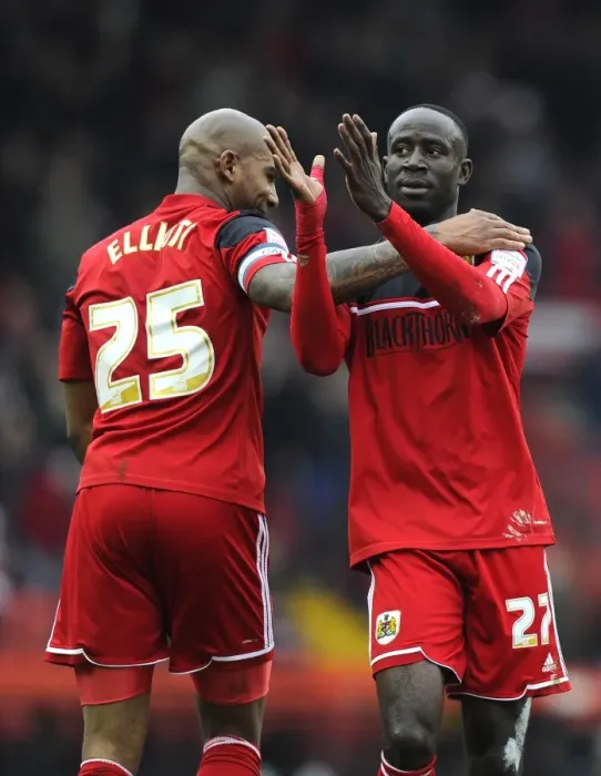 Framed Print : Adomah and Elliott's Thrilling Goal Celebration: Bristol City's Victory Moment at Ashton Gate, March 2013 Framed Print : Adomah and Elliott's Thrilling Goal Celebration: Bristol City's Victory Moment at Ashton Gate, March 2013