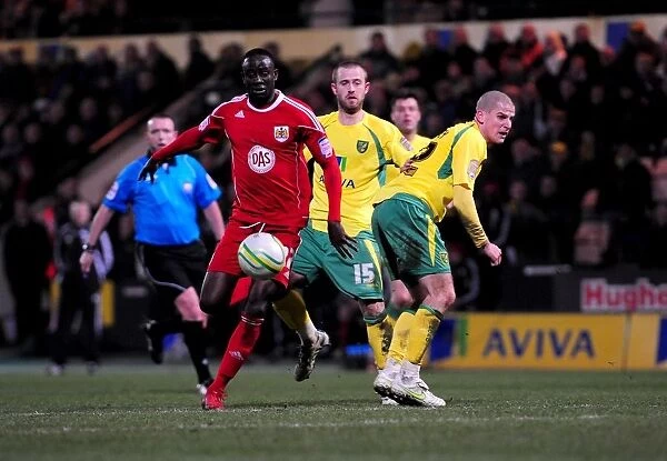 Adomah Outmaneuvers Tierney: Norwich City vs. Bristol City Championship Clash (14-03-2011)