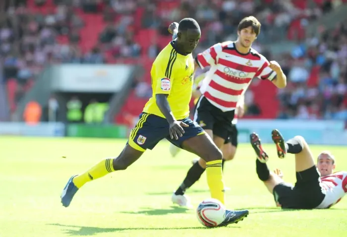 Framed Print : Adomah Scores First: Doncaster Rovers vs. Bristol City, League Cup 2011 Framed Print : Adomah Scores First: Doncaster Rovers vs. Bristol City, League Cup 2011