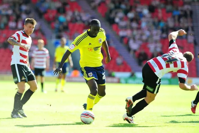 Framed Print : Adomah Scores Opening Goal: Doncaster Rovers vs. Bristol City, League Cup 2011 Framed Print : Adomah Scores Opening Goal: Doncaster Rovers vs. Bristol City, League Cup 2011