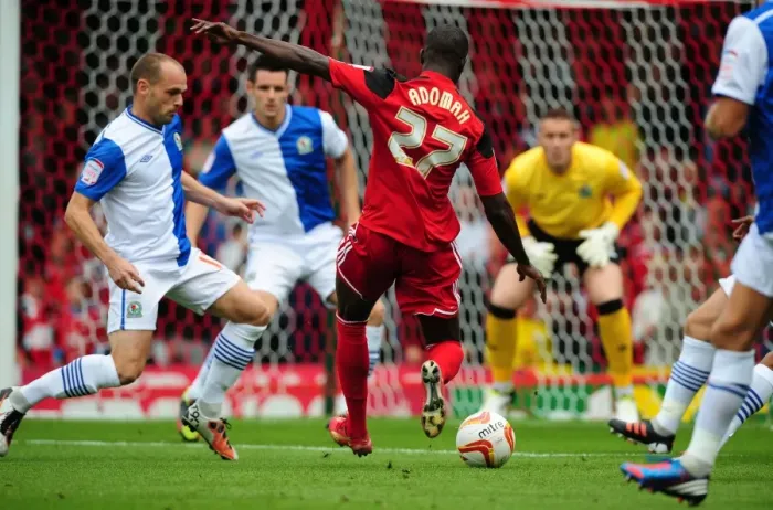 Framed Print : Adomah Scores the Winner: Bristol City vs. Blackburn Rovers, Championship 2012