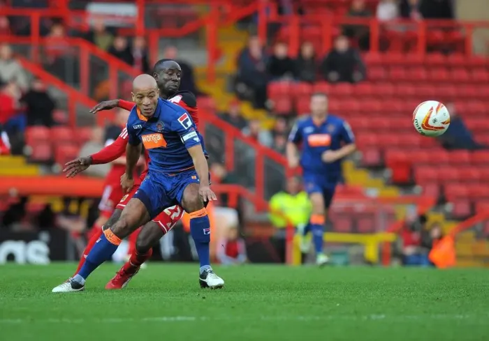 Framed Print : Adomah vs John-Baptiste: Battle for Supremacy in Bristol City vs Blackpool Championship Clash Framed Print : Adomah vs John-Baptiste: Battle for Supremacy in Bristol City vs Blackpool Championship Clash