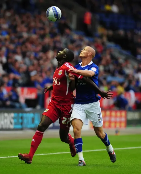 Framed Print : Adomah vs. Konchesky: Battle for the Ball in Leicester City vs. Bristol City Championship Match, 2011