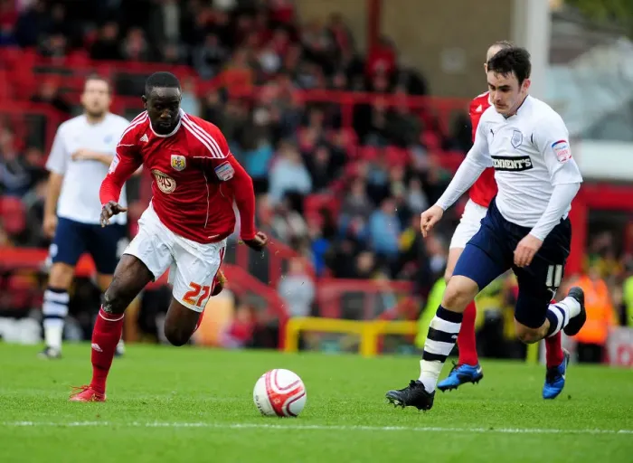 Framed Print : Adomah vs. Treacy: Battle for Supremacy in the Championship Clash between Bristol City and Preston North End, November 2010 Framed Print : Adomah vs. Treacy: Battle for Supremacy in the Championship Clash between Bristol City and Preston North End, November 2010