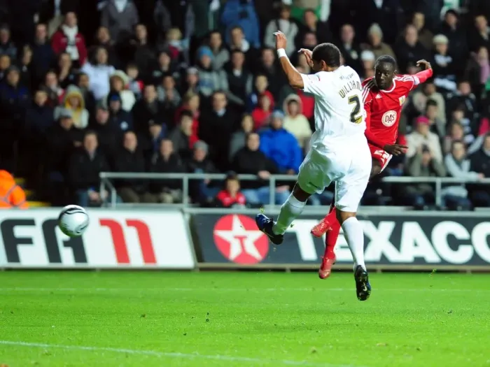 Framed Print : Adomah's Dramatic Near-Miss: Swansea City vs. Bristol City Championship Showdown (10 / 11 / 2010)