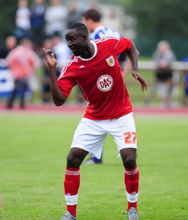 Framed Print : Adomah's Epic Goal Celebration: Bristol City at IFK Gothenburg Framed Print : Adomah's Epic Goal Celebration: Bristol City at IFK Gothenburg