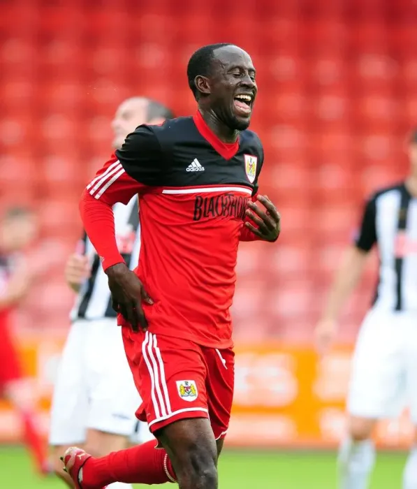 Framed Print : Adomah's Goal Celebration: Bristol City's Victory Over Dunfermline, 2012 Framed Print : Adomah's Goal Celebration: Bristol City's Victory Over Dunfermline, 2012