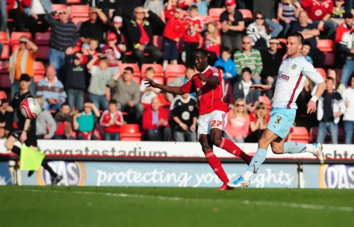 Framed Print : Adomah's Near Miss: Bristol City vs Burnley, Championship 2011