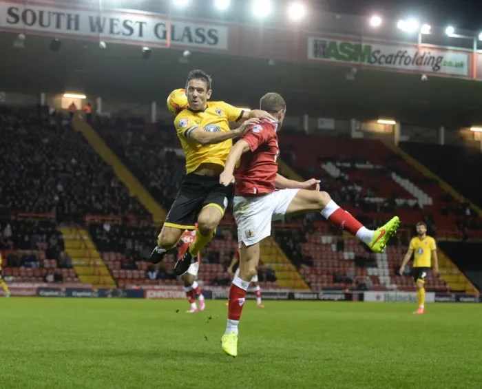 Framed Print : Aerial Battle: Bennett Overpowers Wilbraham in Johnstone's Paint Trophy Clash Framed Print : Aerial Battle: Bennett Overpowers Wilbraham in Johnstone's Paint Trophy Clash