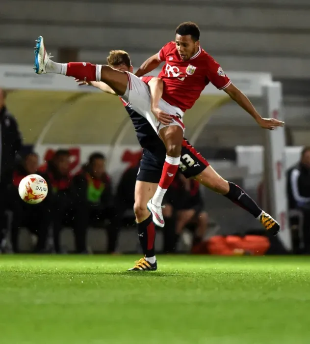 Framed Print : Aerial Clash: Korey Smith vs. Richard Smallwood, Bristol City vs. Rotherham United Framed Print : Aerial Clash: Korey Smith vs. Richard Smallwood, Bristol City vs. Rotherham United