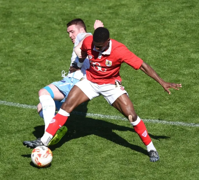 Framed Print : Agard Steals the Show: Thrilling Moment of Triumph for Bristol City against Coventry City, 18 April 2015 Framed Print : Agard Steals the Show: Thrilling Moment of Triumph for Bristol City against Coventry City, 18 April 2015