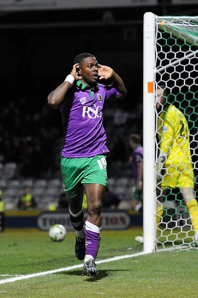 Agard's Thrilling Goal: Euphoric Celebration at Huish Park during Bristol City's Victory over Yeovil Town (March 10, 2015)