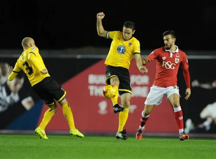 Framed Print : Alan Bennett Wins the Ball: AFC Wimbledon vs. Bristol City, Johnstone's Paint Trophy, 11-11-2014