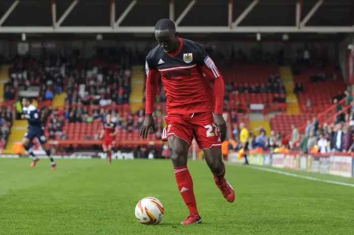 Framed Print : Albert Adomah in Action: Bristol City vs Huddersfield Town, npower Championship 2013