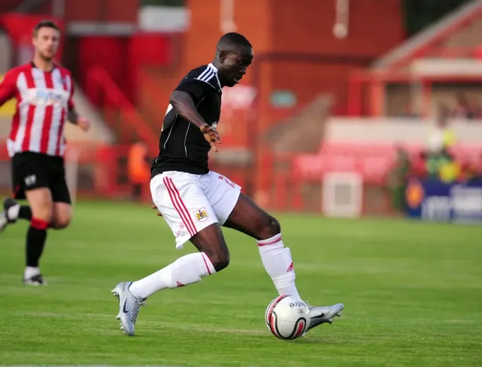 Framed Print : Albert Adomah in Action: Exeter City vs. Bristol City Framed Print : Albert Adomah in Action: Exeter City vs. Bristol City