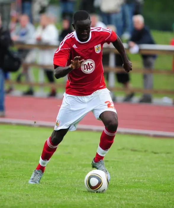 Framed Print : Albert Adomah in Action: IFK Gothenburg vs. Bristol City Framed Print : Albert Adomah in Action: IFK Gothenburg vs. Bristol City