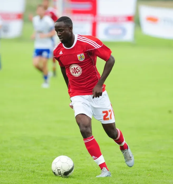 Framed Print : Albert Adomah in Action: Vallens IF vs. Bristol City
