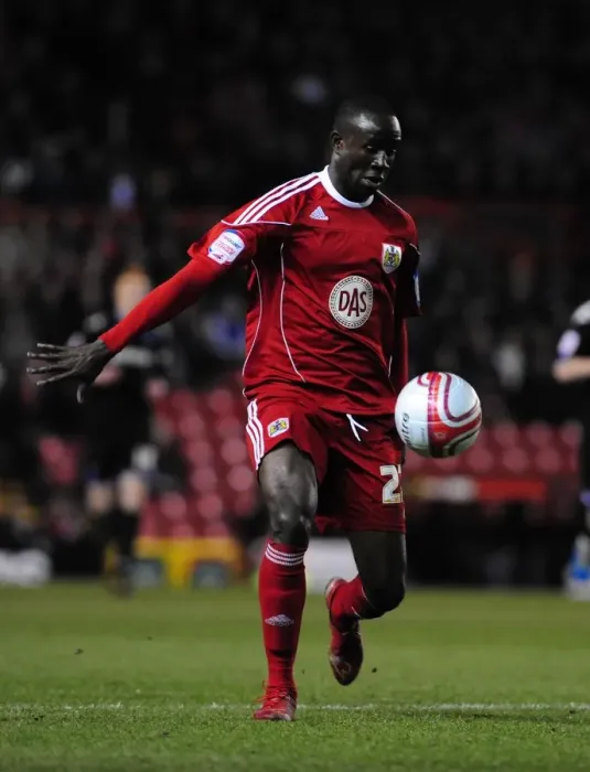 Framed Print : Albert Adomah Scores the Championship-Winning Goal for Bristol City Against Portsmouth on March 8, 2011