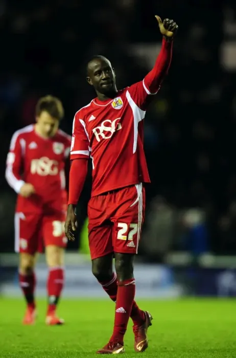 Framed Print : Albert Adomah Thanks Supporters: Derby County vs. Bristol City, Championship Football Match, 10 / 12 / 2011 Framed Print : Albert Adomah Thanks Supporters: Derby County vs. Bristol City, Championship Football Match, 10 / 12 / 2011