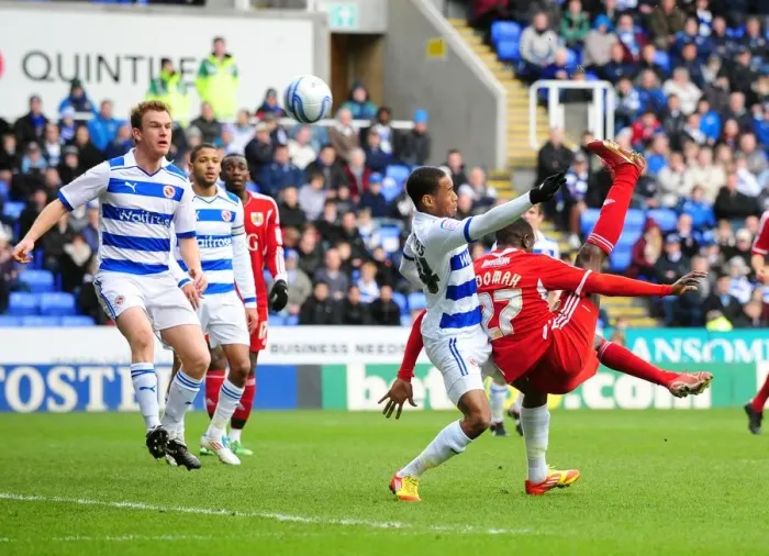 Framed Print : Albert Adomah's Overhead Kick Saved by Federici in Reading vs. Bristol City Championship Match, 2012 Framed Print : Albert Adomah's Overhead Kick Saved by Federici in Reading vs. Bristol City Championship Match, 2012
