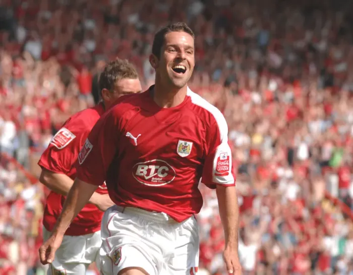 Framed Print : Alex Russell's Euphoric Moment: Celebrating Promotion with Bristol City to the Championship Framed Print : Alex Russell's Euphoric Moment: Celebrating Promotion with Bristol City to the Championship