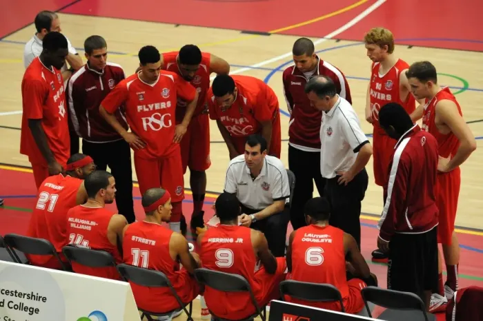 Framed Print : Andreas Kapoulas Leads Bristol Flyers in Basketball Action Against Cheshire Phoenix