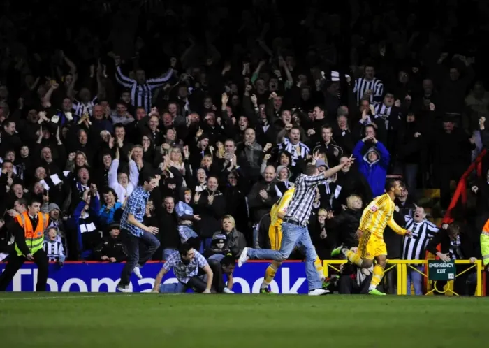 Framed Print : Andrew Carroll's Euphoric Goal Celebration: Championship Showdown between Bristol City and Newcastle United (2010)