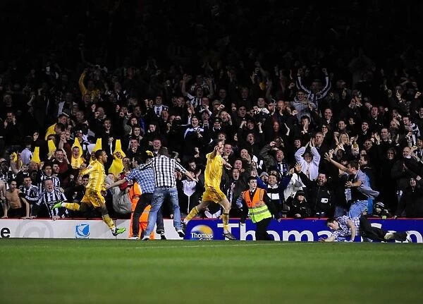 Andrew Carroll's Thrilling Goal Celebration: Bristol City vs. Newcastle United, Championship Match, Ashton Gate Stadium, 2003-10