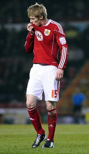 Andy Keogh in Action for Bristol City against Swansea City at Ashton Gate Stadium (Championship Football Match, 01 / 02 / 2011)