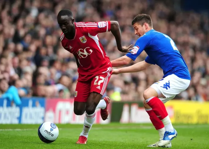 Framed Print : Avoiding the Tackle: Albert Adomah Evades Joel Ward at Fratton Park during Portsmouth vs. Bristol City Football Match, 2012 Framed Print : Avoiding the Tackle: Albert Adomah Evades Joel Ward at Fratton Park during Portsmouth vs. Bristol City Football Match, 2012