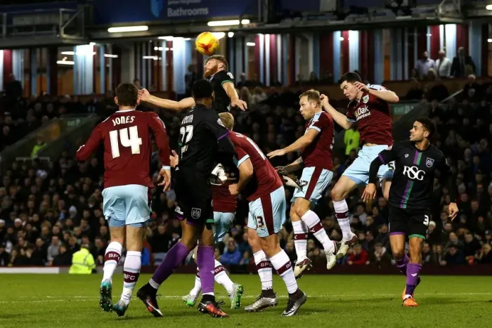 Framed Print : Baker Wins a Header: Burnley vs. Bristol City, Sky Bet Championship (December 28, 2015)