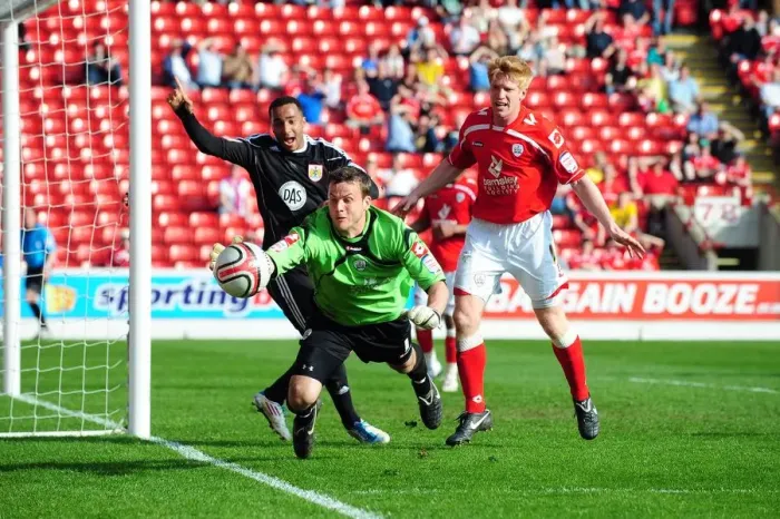 Framed Print : Barnsley Goalkeeper Luke Steele Struggles to Keep Ball in Championship Clash vs. Bristol City (09 / 04 / 2011) Framed Print : Barnsley Goalkeeper Luke Steele Struggles to Keep Ball in Championship Clash vs. Bristol City (09 / 04 / 2011)