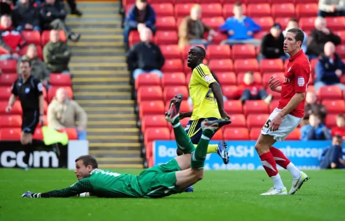 Framed Print : Barnsley vs. Bristol City: Albert Adomah Scores Opening Goal in Championship Match, October 29, 2011