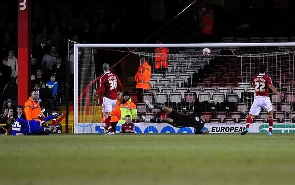 Barry Robson Scores Past David James: Middlesbrough Triumph Over Bristol City in Championship Clash at Ashton Gate, 2011
