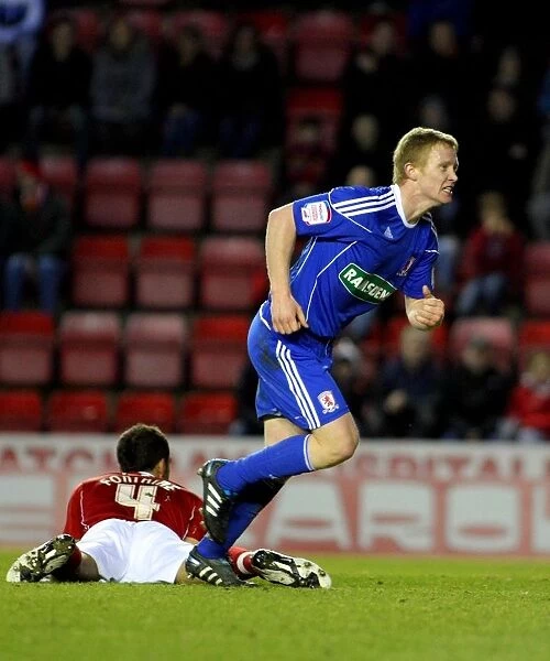Barry Robson's Goal Celebration: Middlesbrough's Victory at Bristol City Championship Match, 15th January 2011