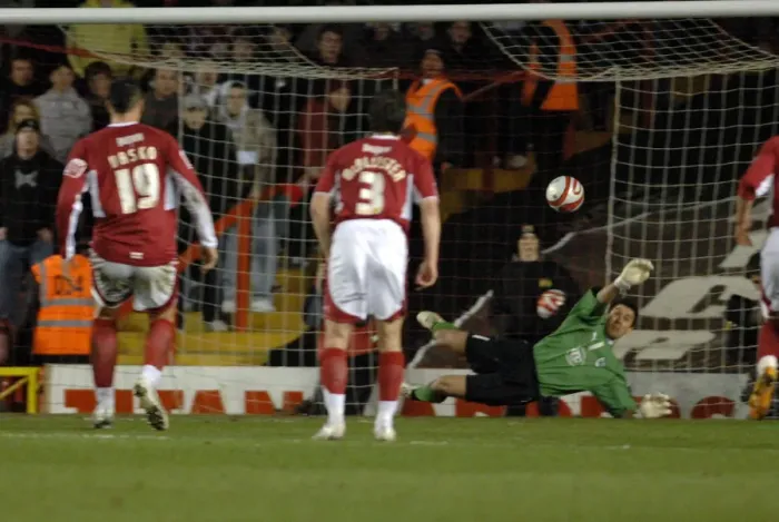 Framed Print : Basso's Brilliant Penalty Save: Bristol City vs. Watford Framed Print : Basso's Brilliant Penalty Save: Bristol City vs. Watford