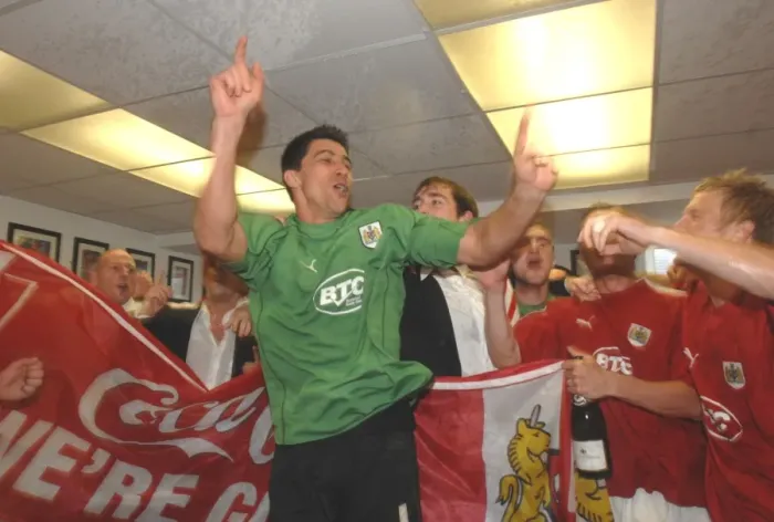 Framed Print : Basso's Thrilling Promotion Moment with Bristol City FC Framed Print : Basso's Thrilling Promotion Moment with Bristol City FC