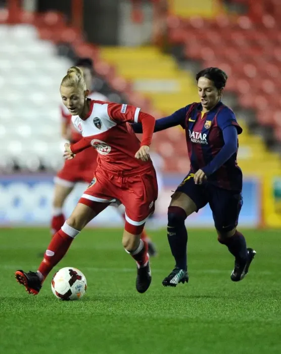 Framed Print : Battle for Possession: Sophie Ingle vs. Gema Gili - Bristol Academy FC vs. FC Barcelona Framed Print : Battle for Possession: Sophie Ingle vs. Gema Gili - Bristol Academy FC vs. FC Barcelona