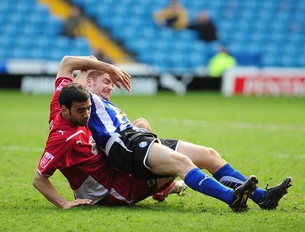 Battling for the Ball: Fontaine vs. O'Connor in the Intense Championship Clash between Sheffield Wednesday and Bristol City (16th March 2010)